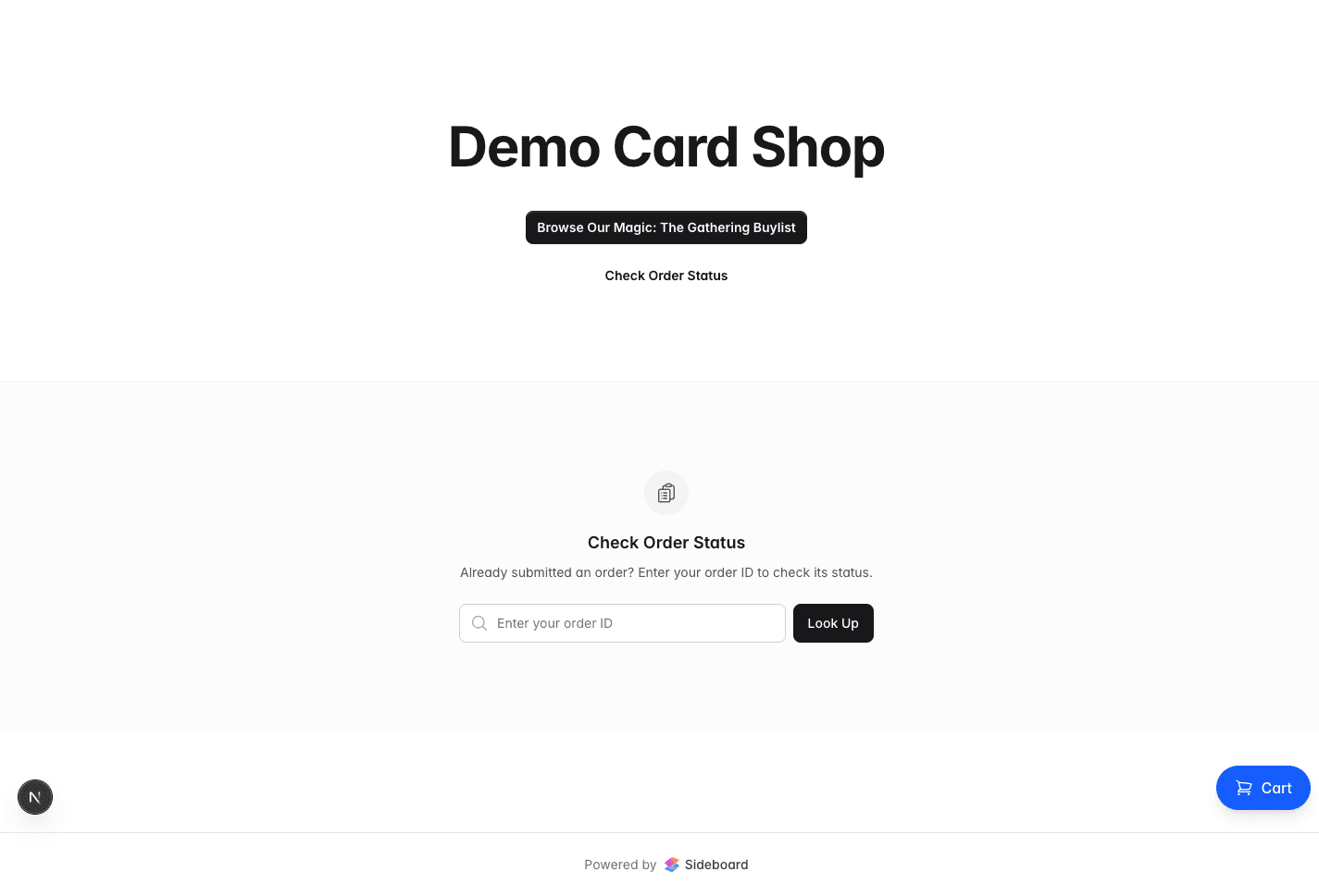Customer-facing buylist landing page