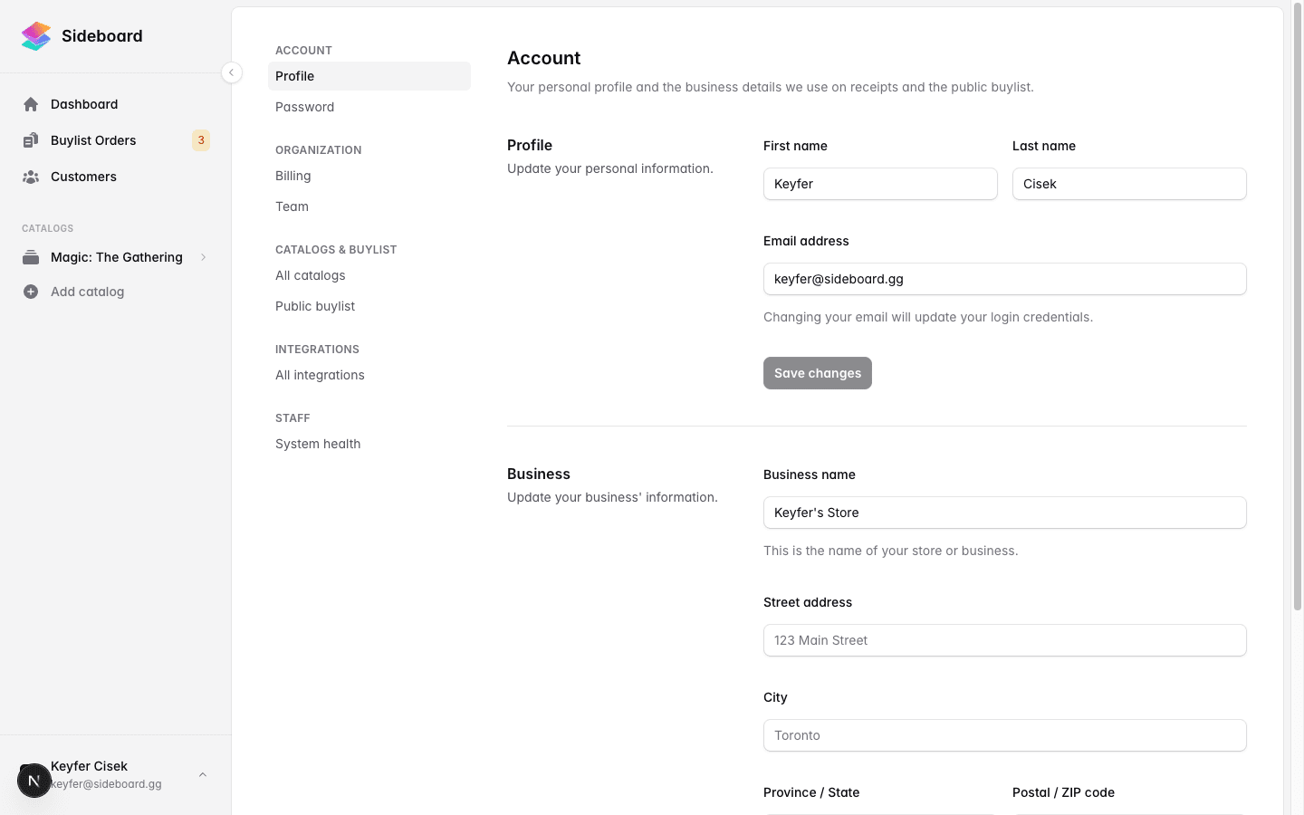Settings hub